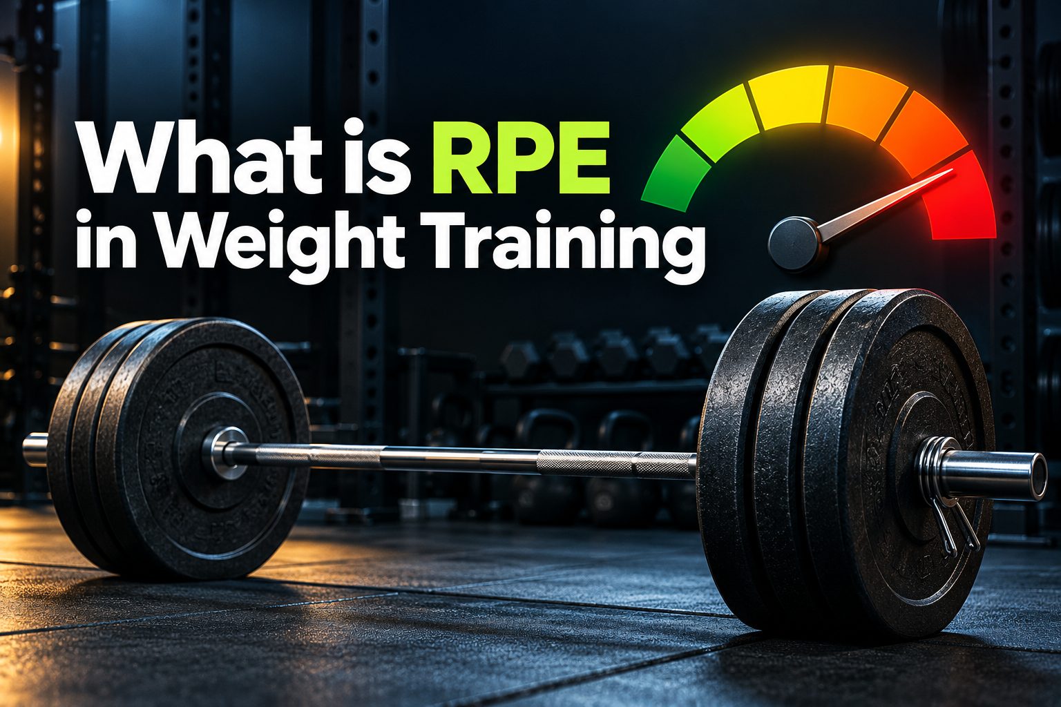 Person lifting a barbell with an RPE effort scale from 1 to 10